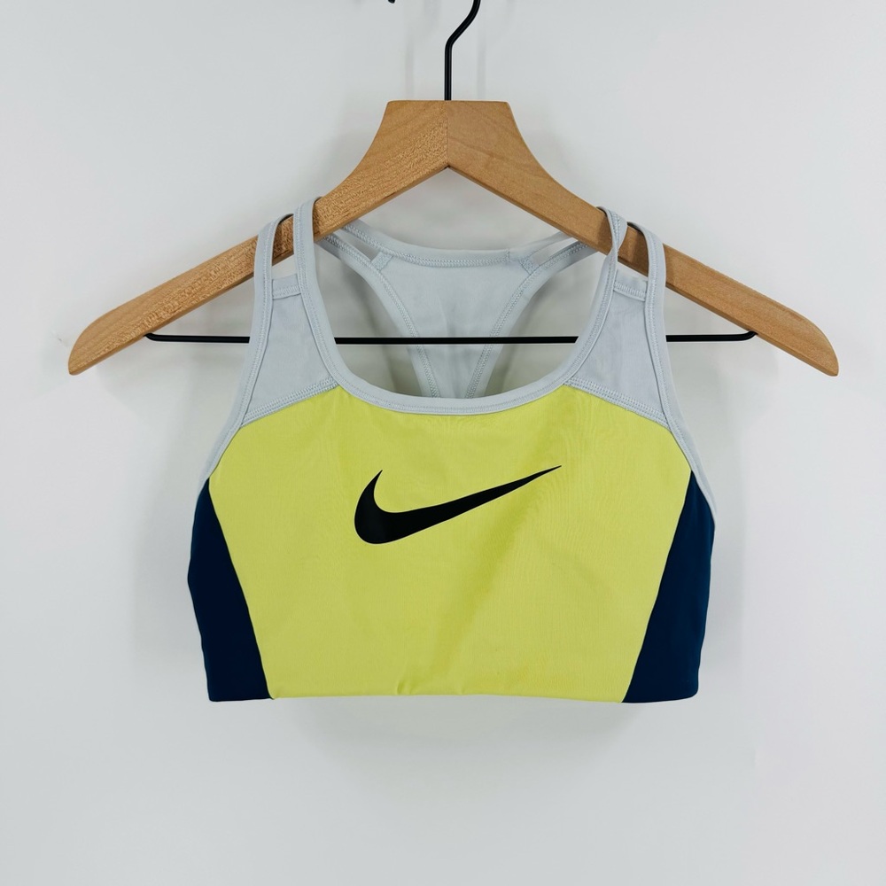 Nike Yellow, Gray & Navy Dri-FIT Sports Bra